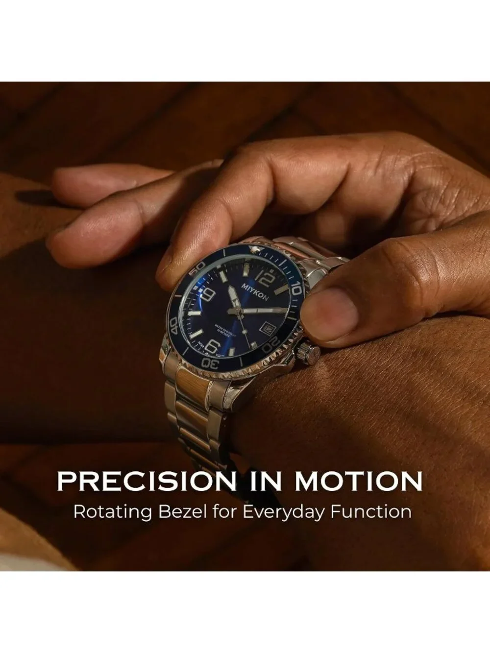 Men's Silver Stainless Steel Bracelet Blue Dial Quickset Date Quartz Watches